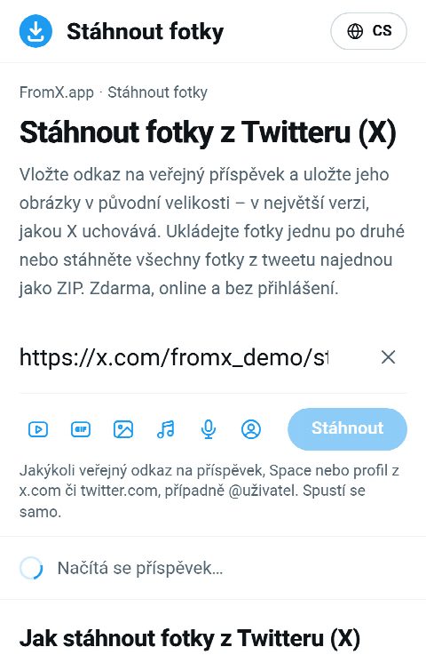 Odkaz na příspěvek vložený do pole na FromX.app během vyhledávání fotek