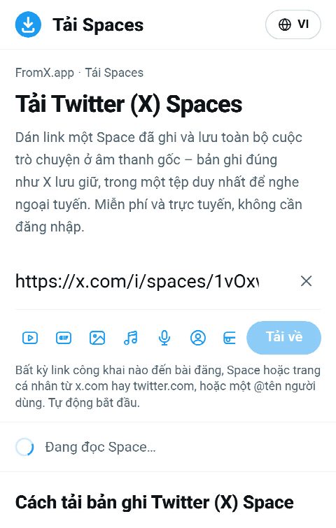 Link Space được dán vào ô trên FromX.app trong lúc tìm bản ghi